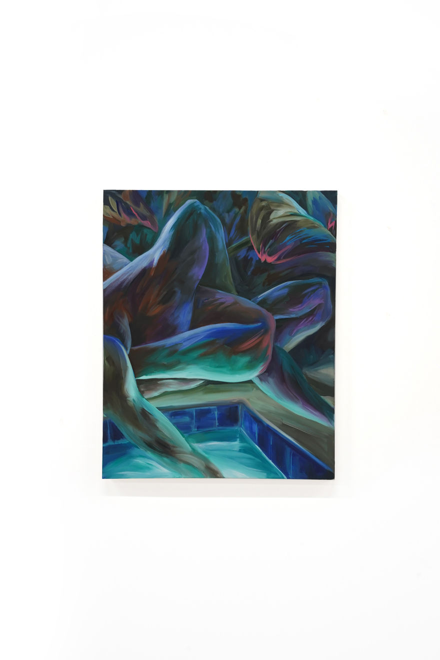 abstract painting of legs by a pool of water