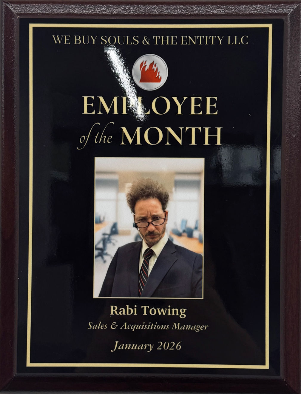 employee of the month placard
