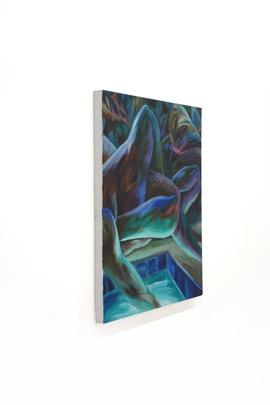 abstract painting of legs by a pool of water