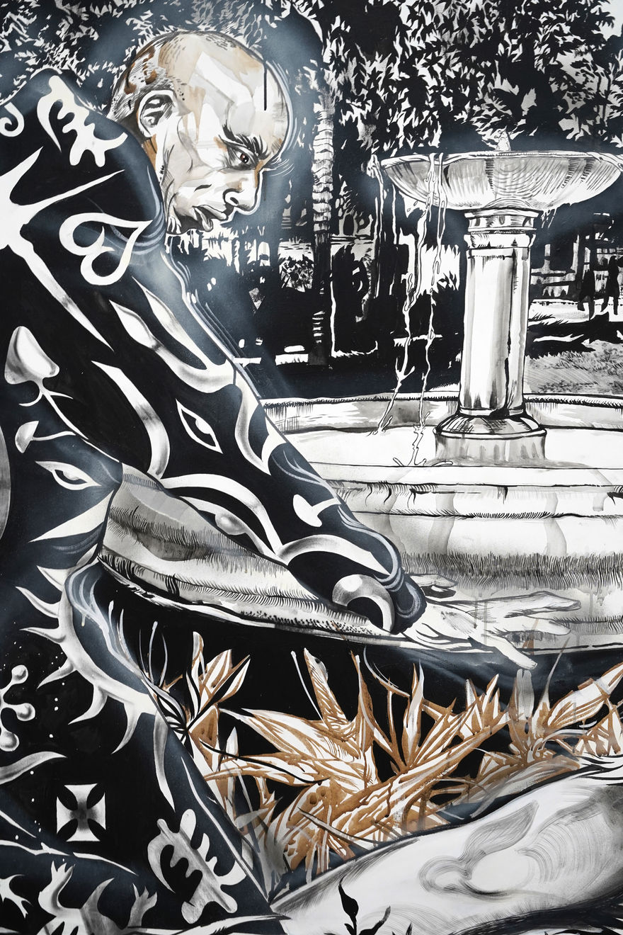 painting of a self portrait of the artist