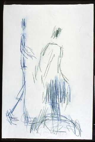 William Turnbull, Three Figures (blue/green), 1953