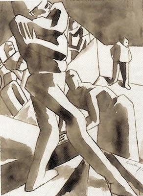 David Bomberg, Stairway drawing no. 3, 1919