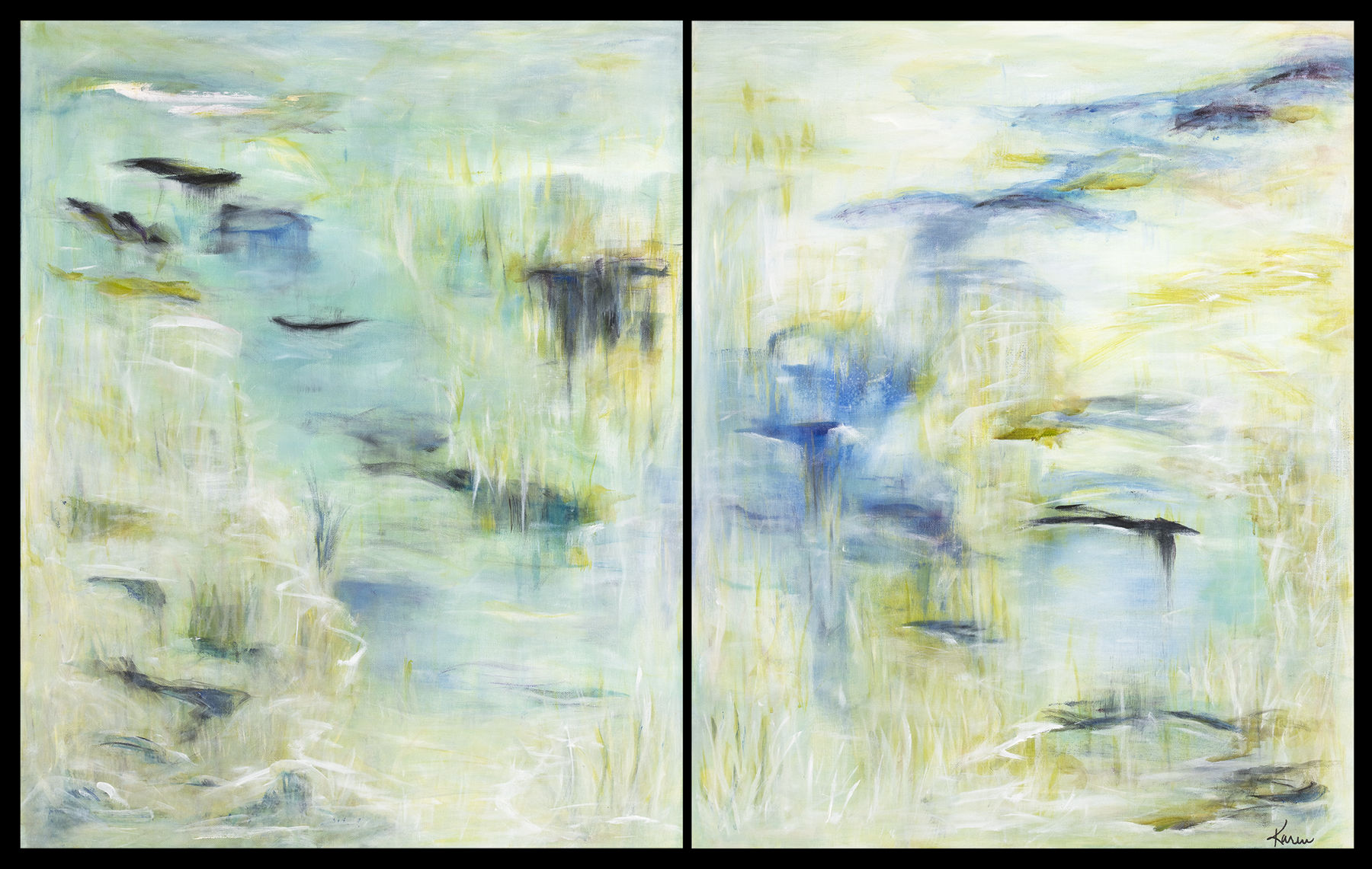 Karen Dover, Misty Watercoloured Memories, Diptych