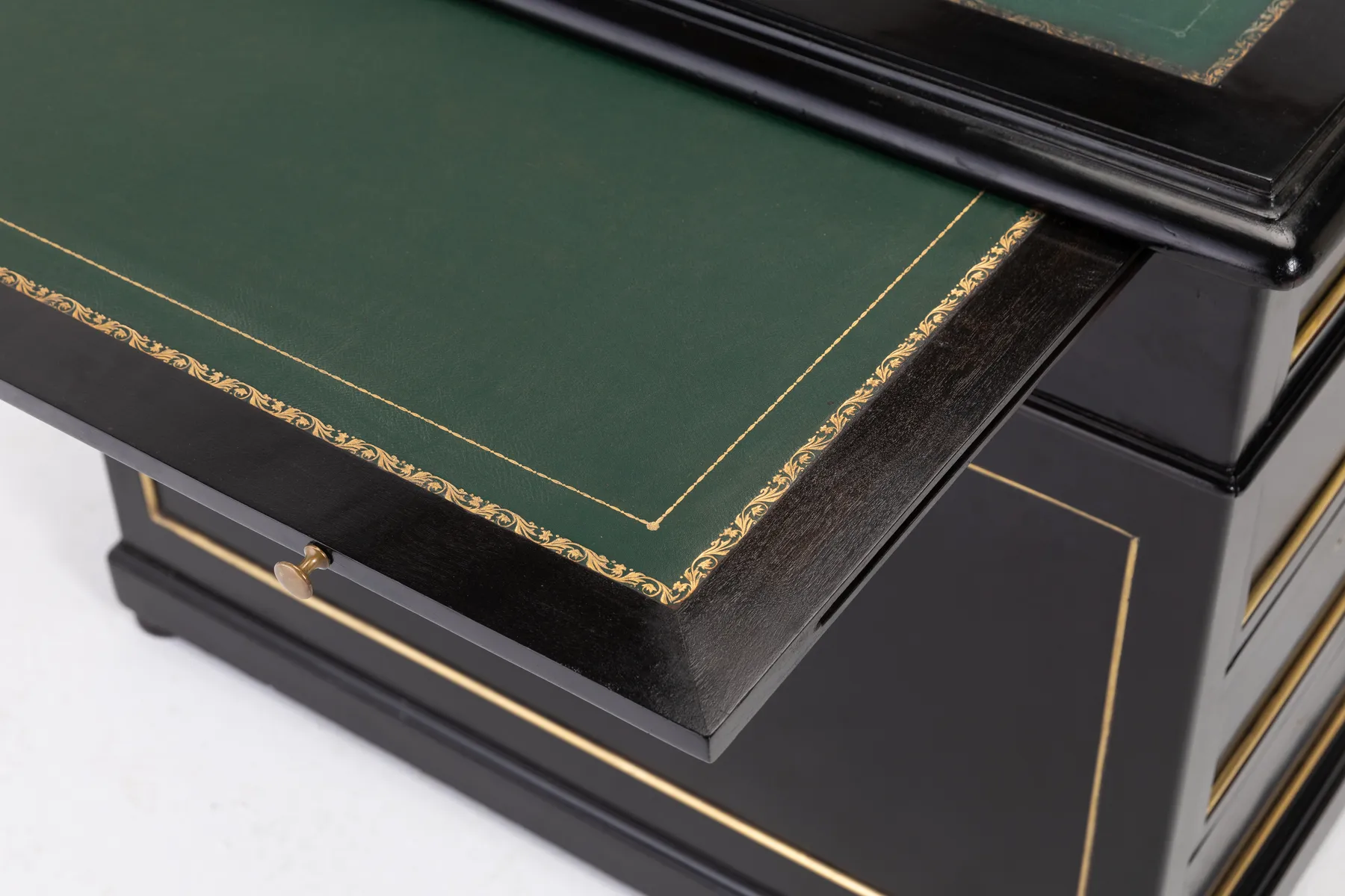 1930s French Ebonised Pedestal Desk