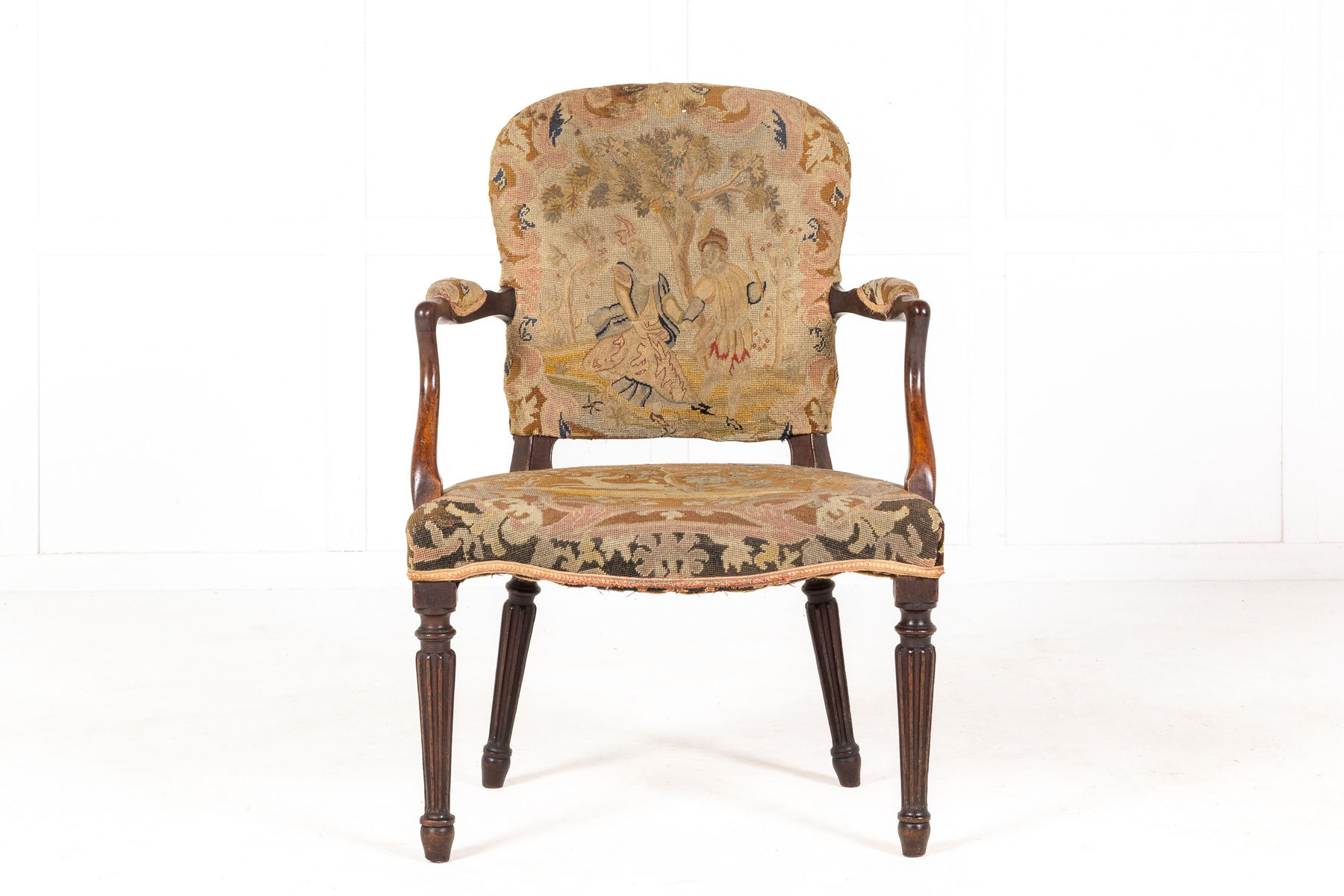 George III 'Hepplewhite' Mahogany Open Armchair