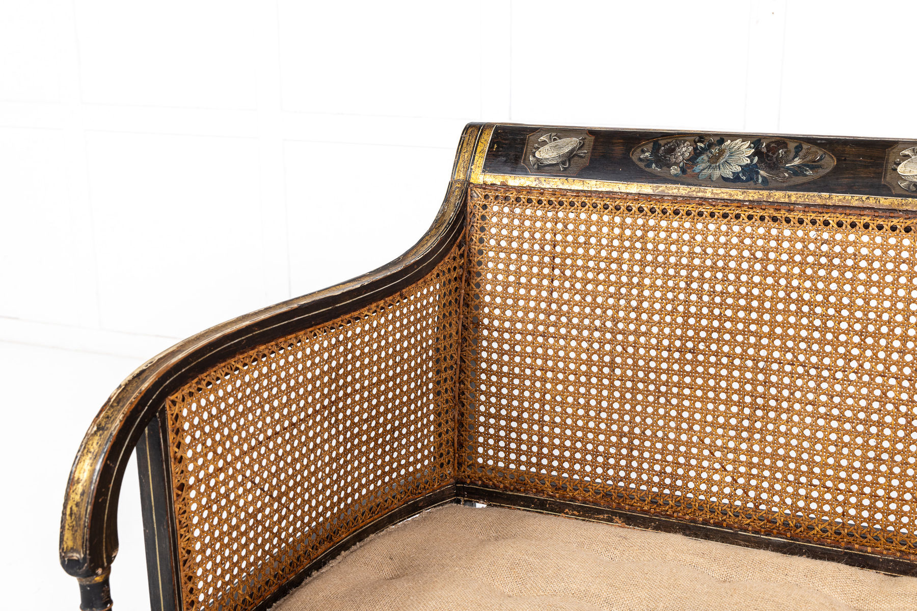 19th Century English Regency Painted and Gilt Decorated Settee