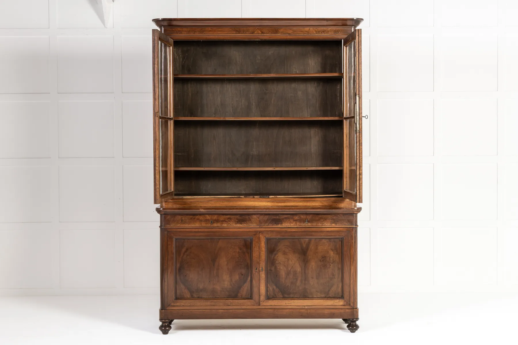 Large 19th Century Italian Walnut Cabinet/Bookcase