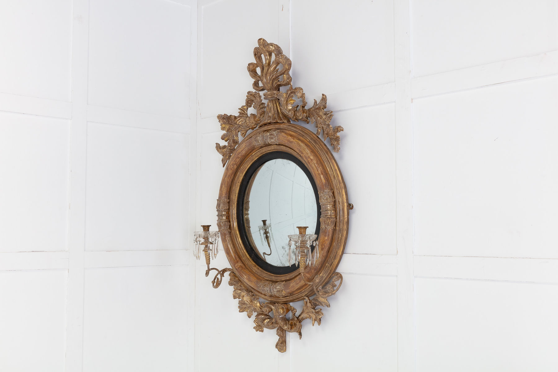 SOLD, Large 19th Century Regency Giltwood Convex Wall Mirror