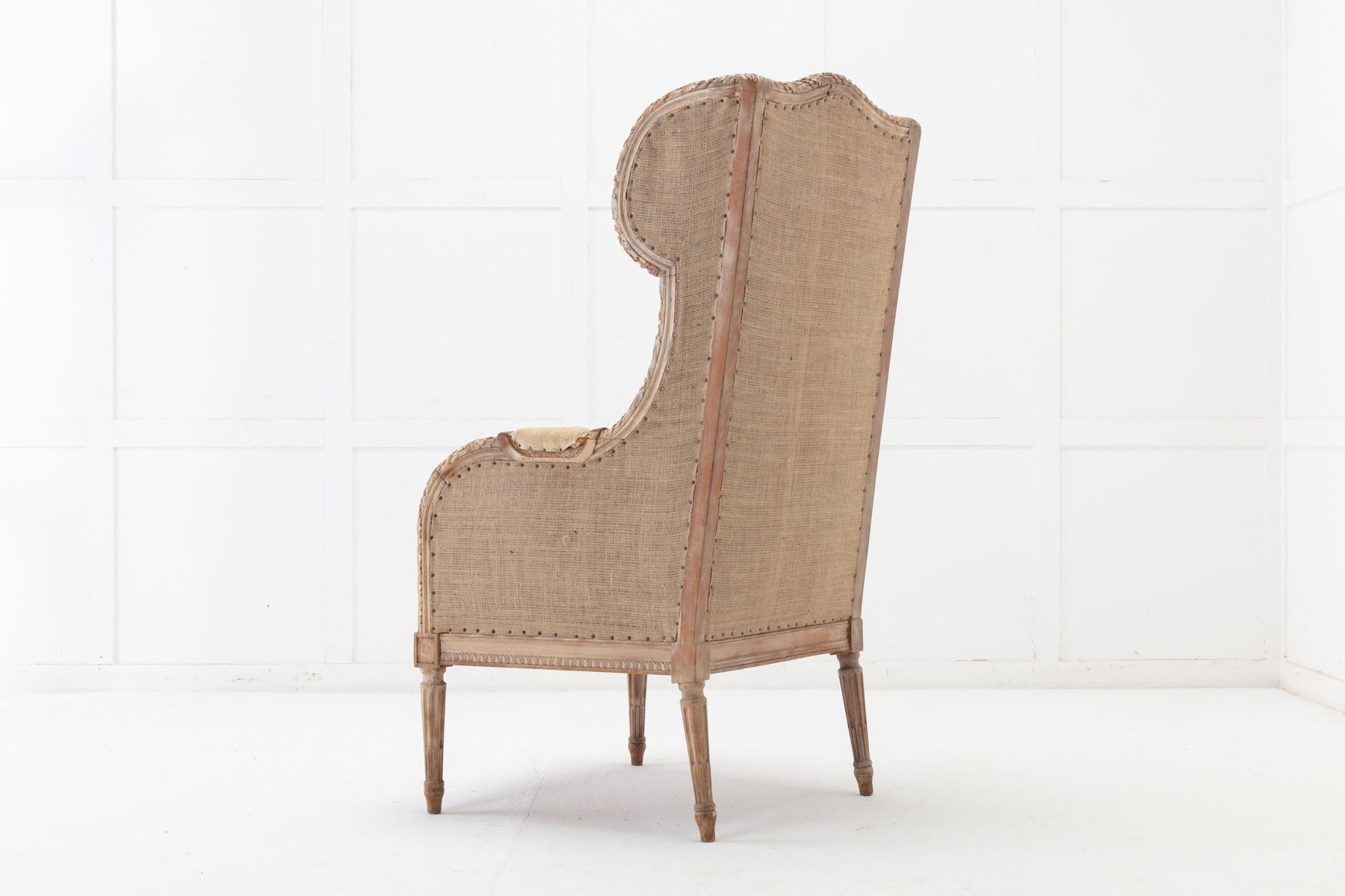 SOLD, 19th Century French Carved Wood Wing Chair
