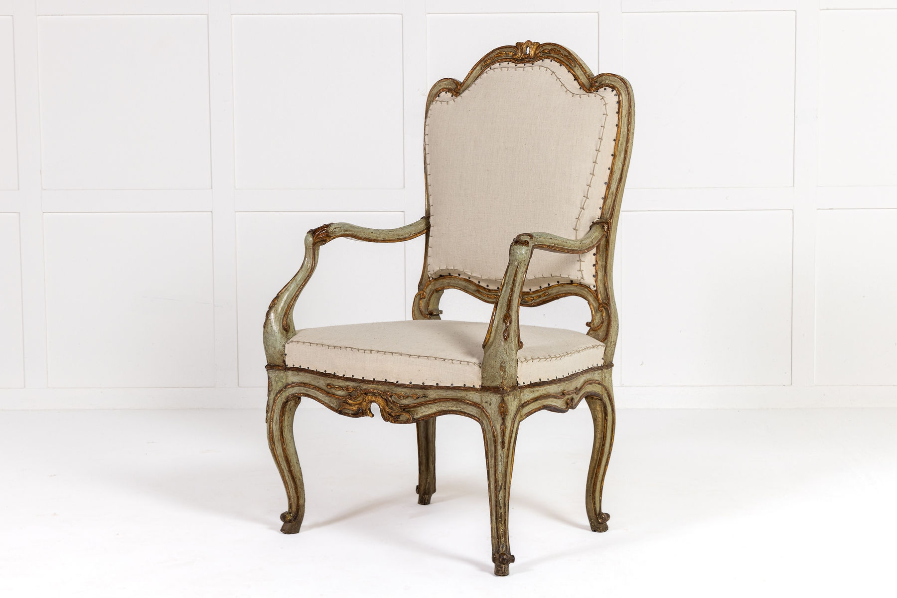 Large Pair of 18th Century Italian Painted Armchairs