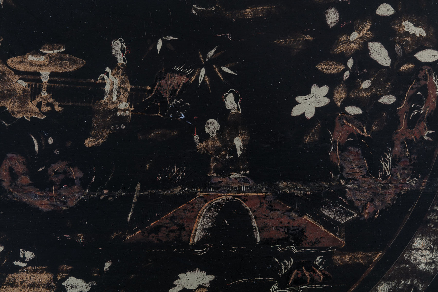 SOLD, 19th Century English Regency Chinese Black Lacquer and Gilt Table