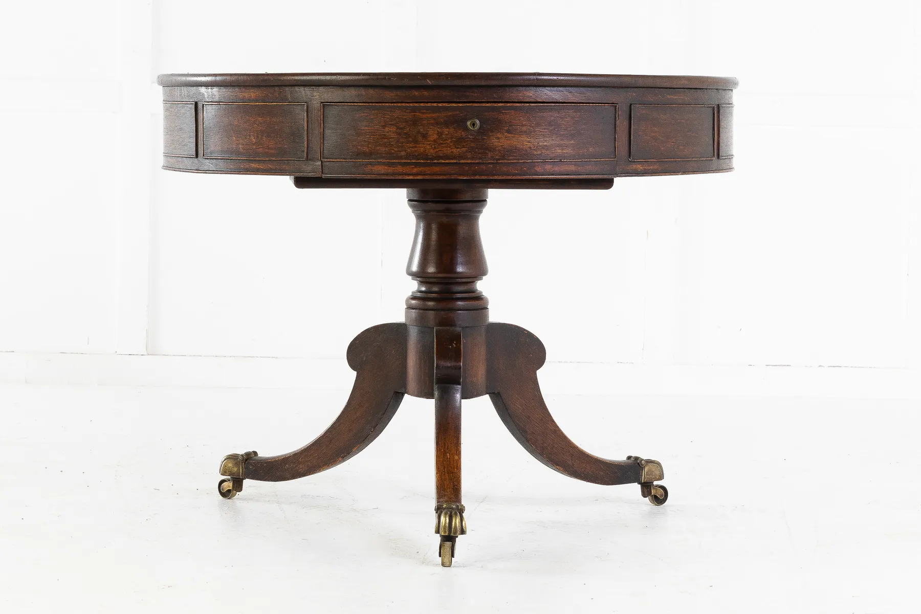 SOLD, 19th Century Regency Oak Drum Table