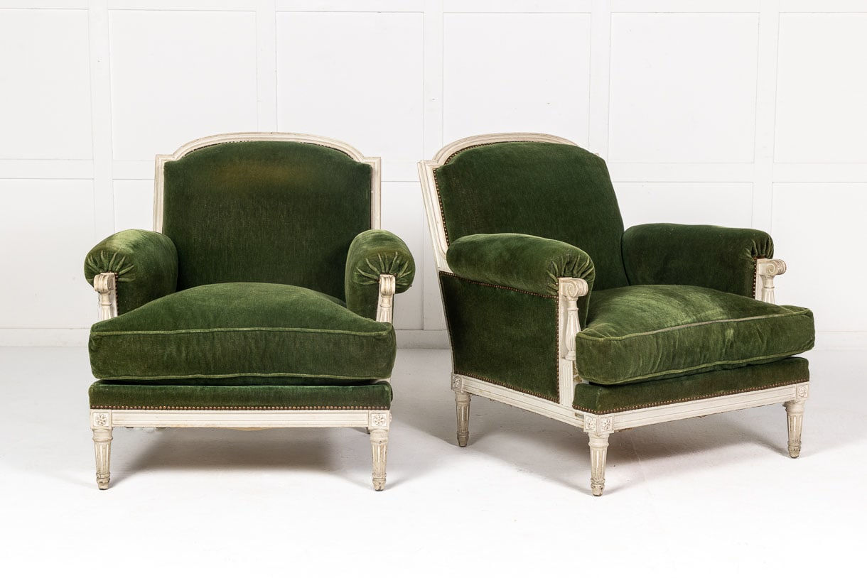 Pair of 1940s French Painted Armchairs