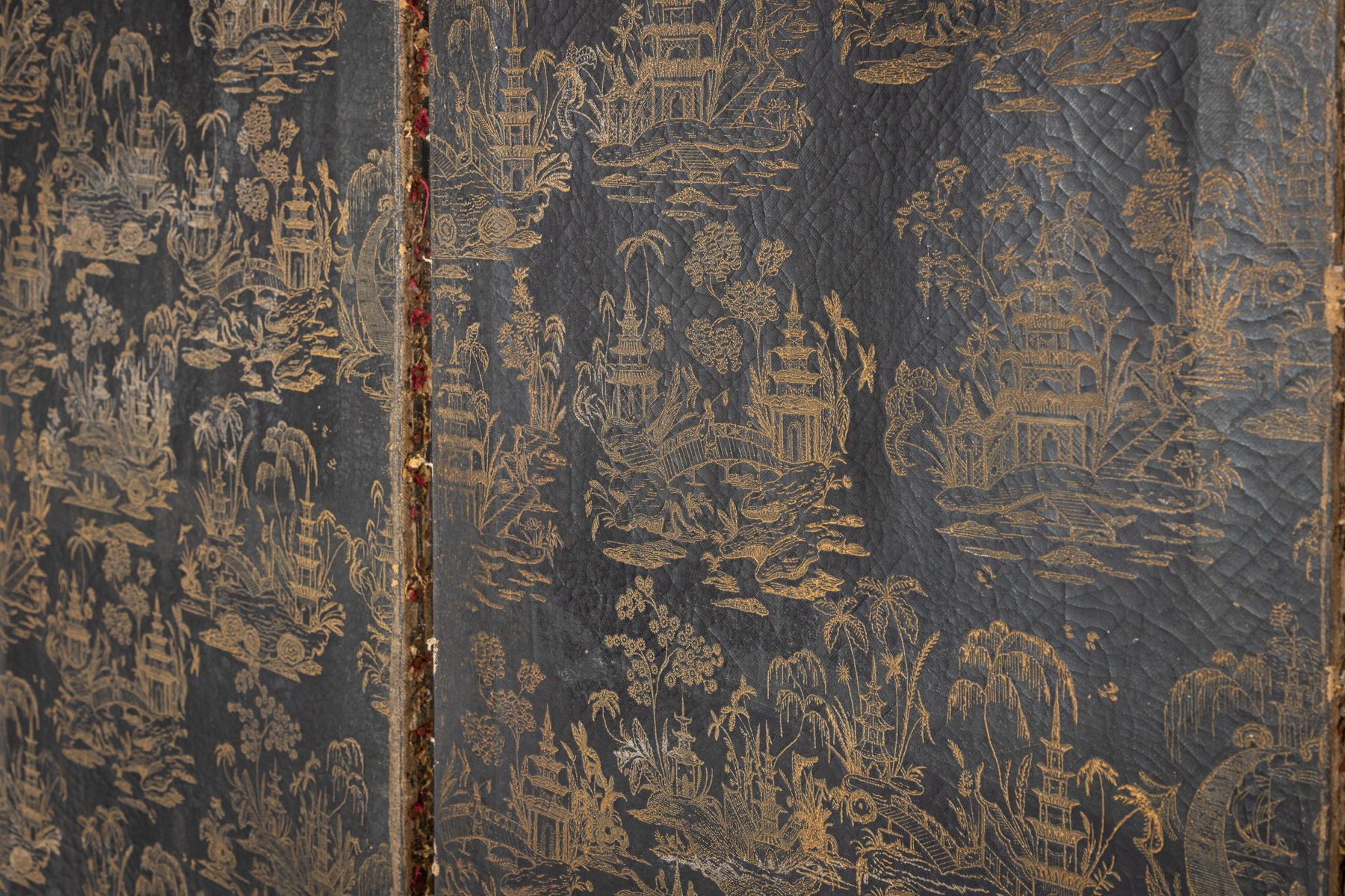 Set of Six 19th Century Chinese Painted Cloth Panels