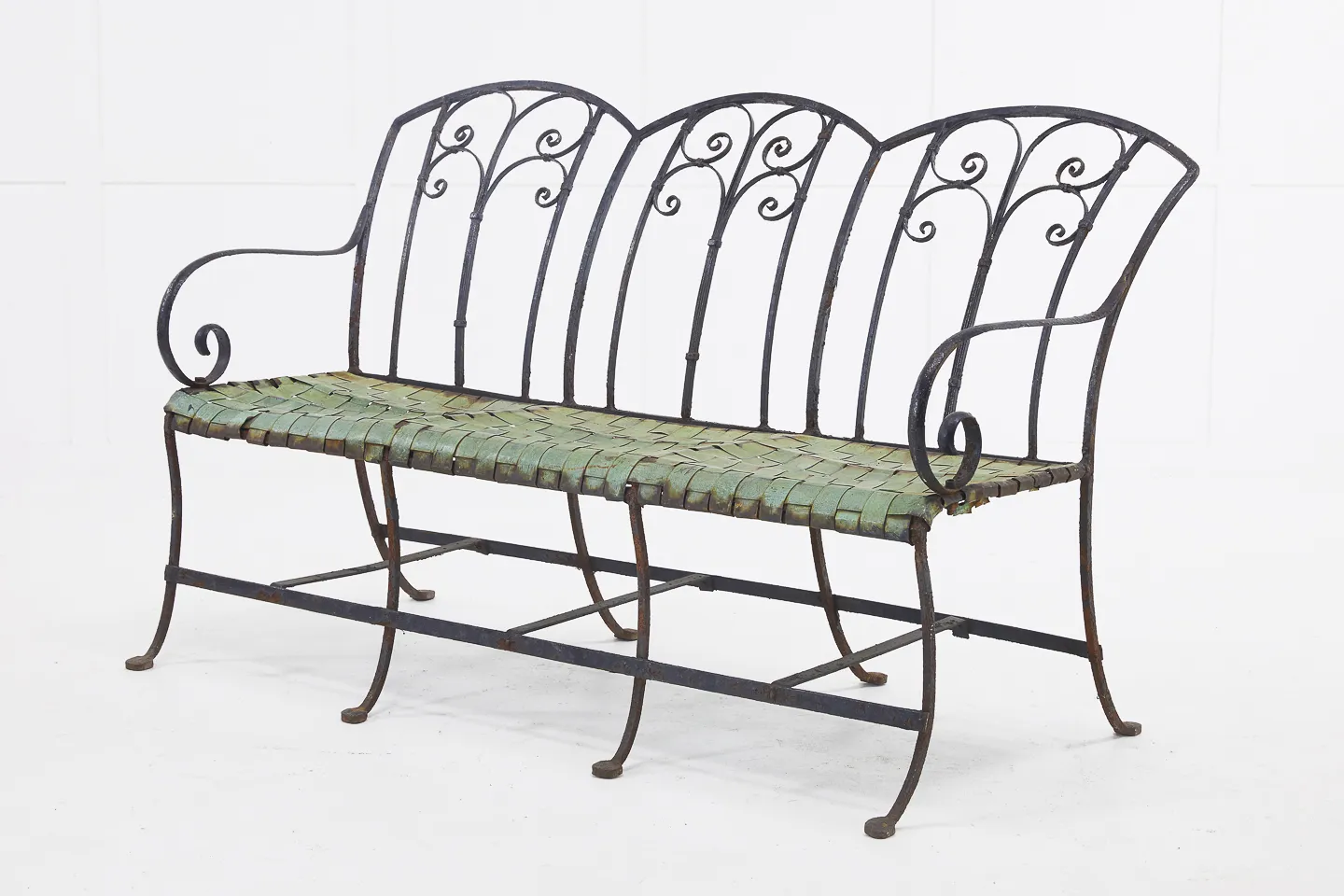 1940s French Wrought Iron and Copper Seated Bench