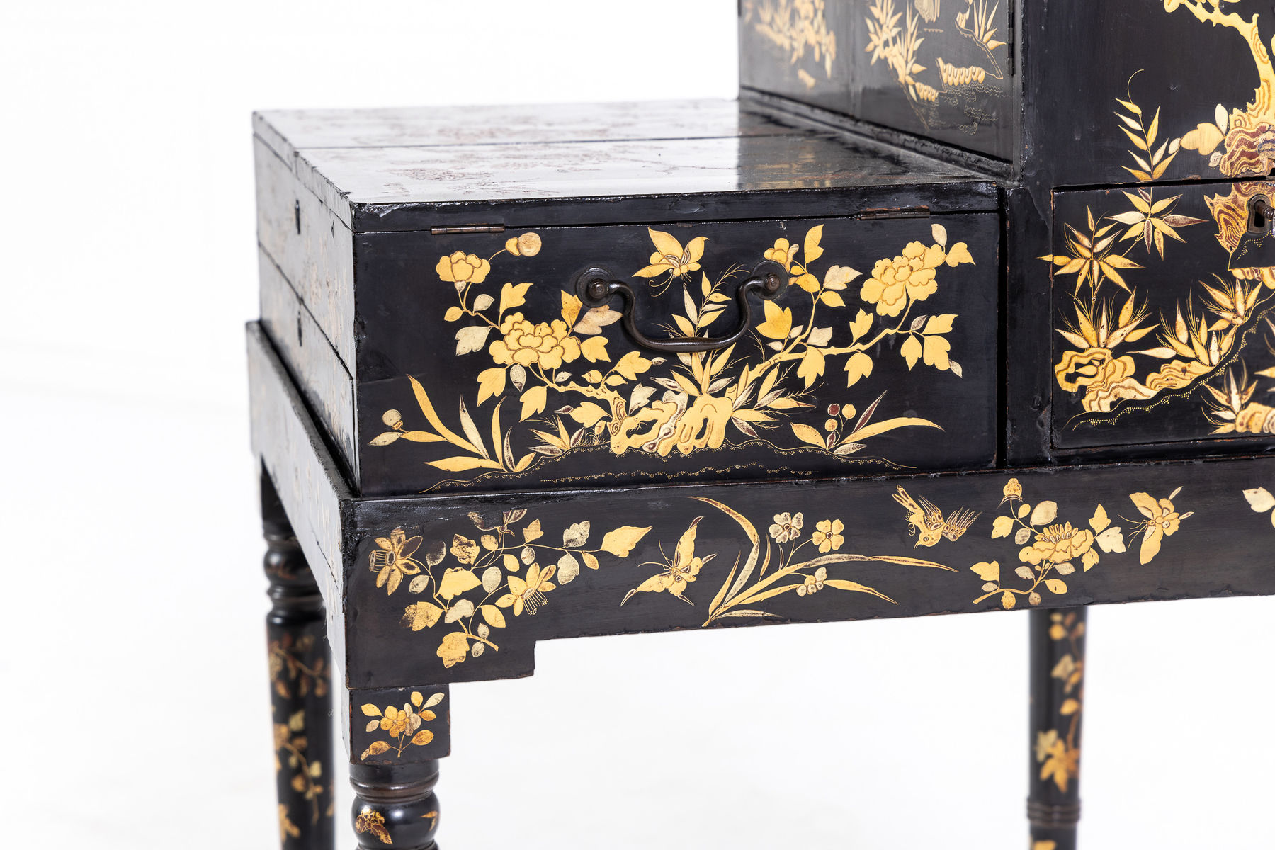 19th Century Chinese Export Lacquer Writing Table/Cabinet