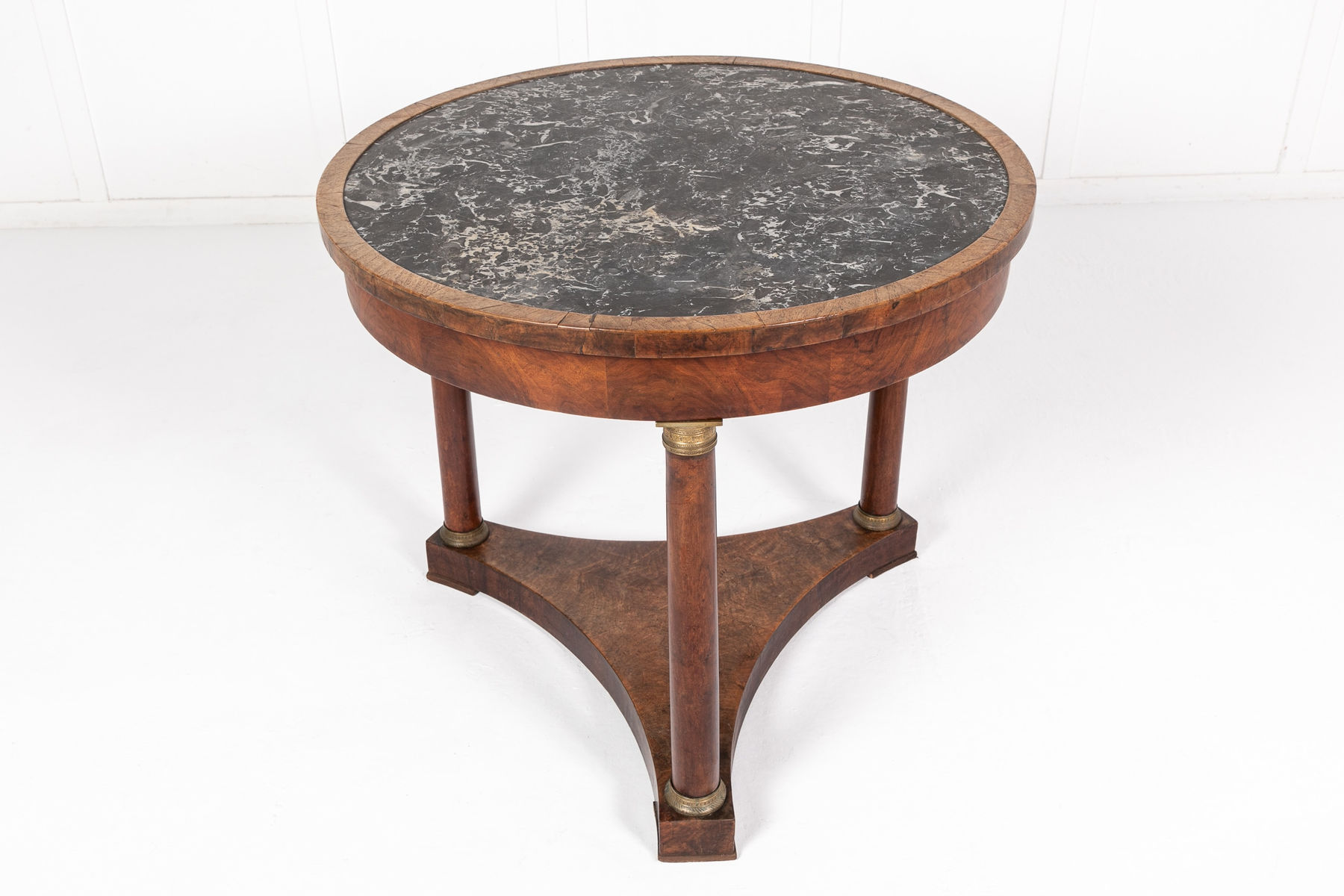 19th Century French Walnut Guéridon with Marble Top