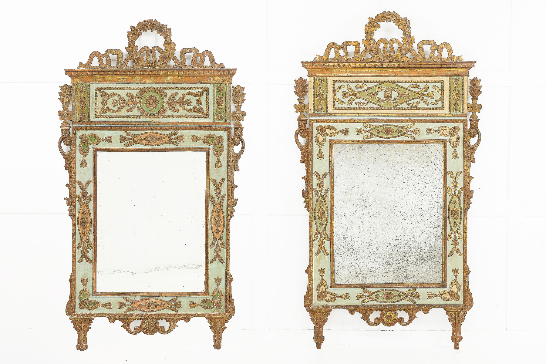 Pair of 18th Century Italian Mirrors with Original Paint and Gilding