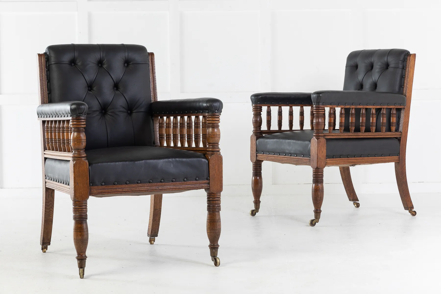 SOLD, Pair of 19th Century Large Scale Oak Armchairs