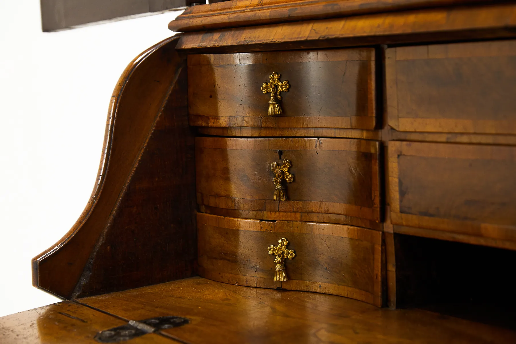 SOLD, 18th Century German Double Dome Walnut Bureau Cabinet