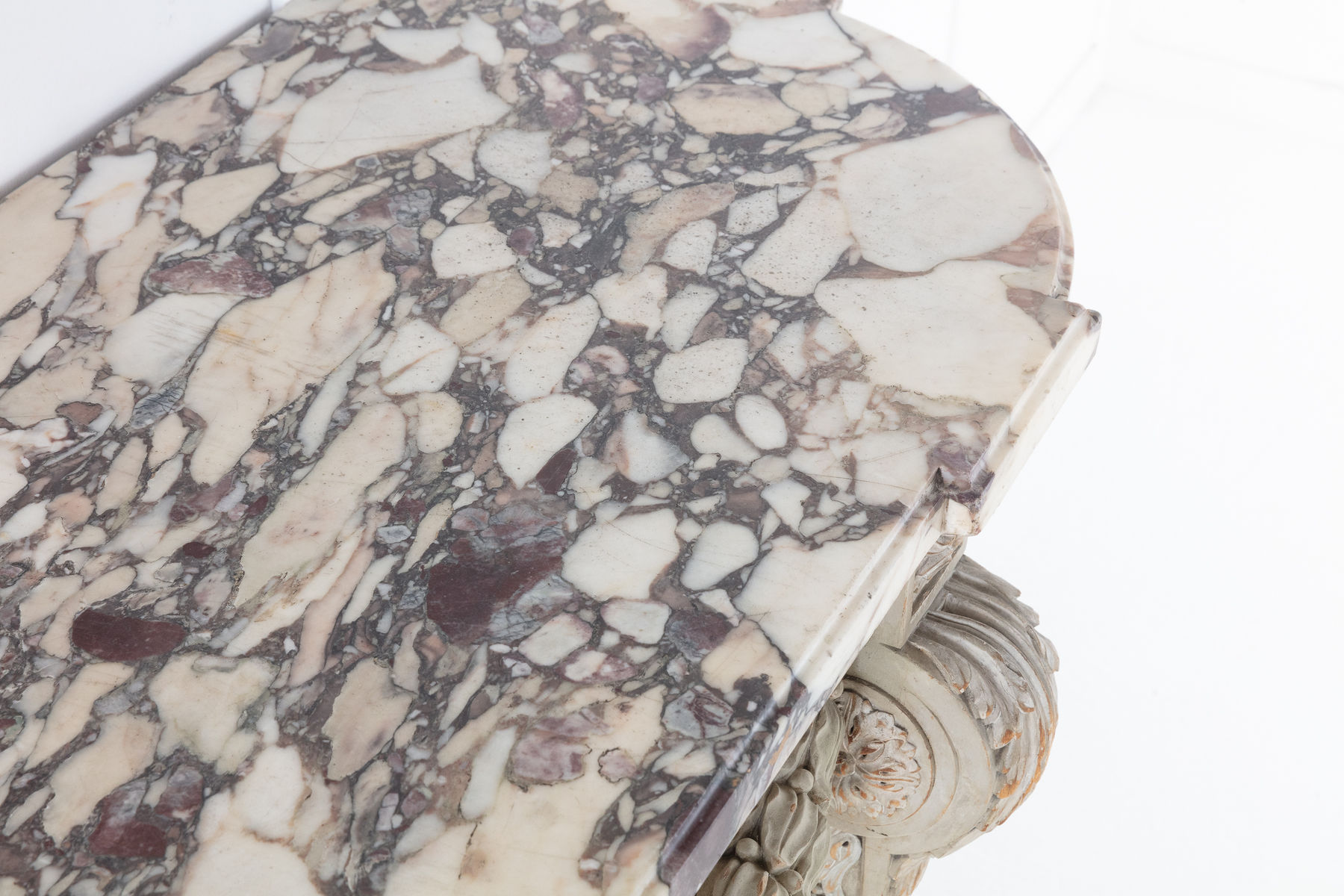 SOLD, 19th Century Painted Console Table with Breccia Marble Top