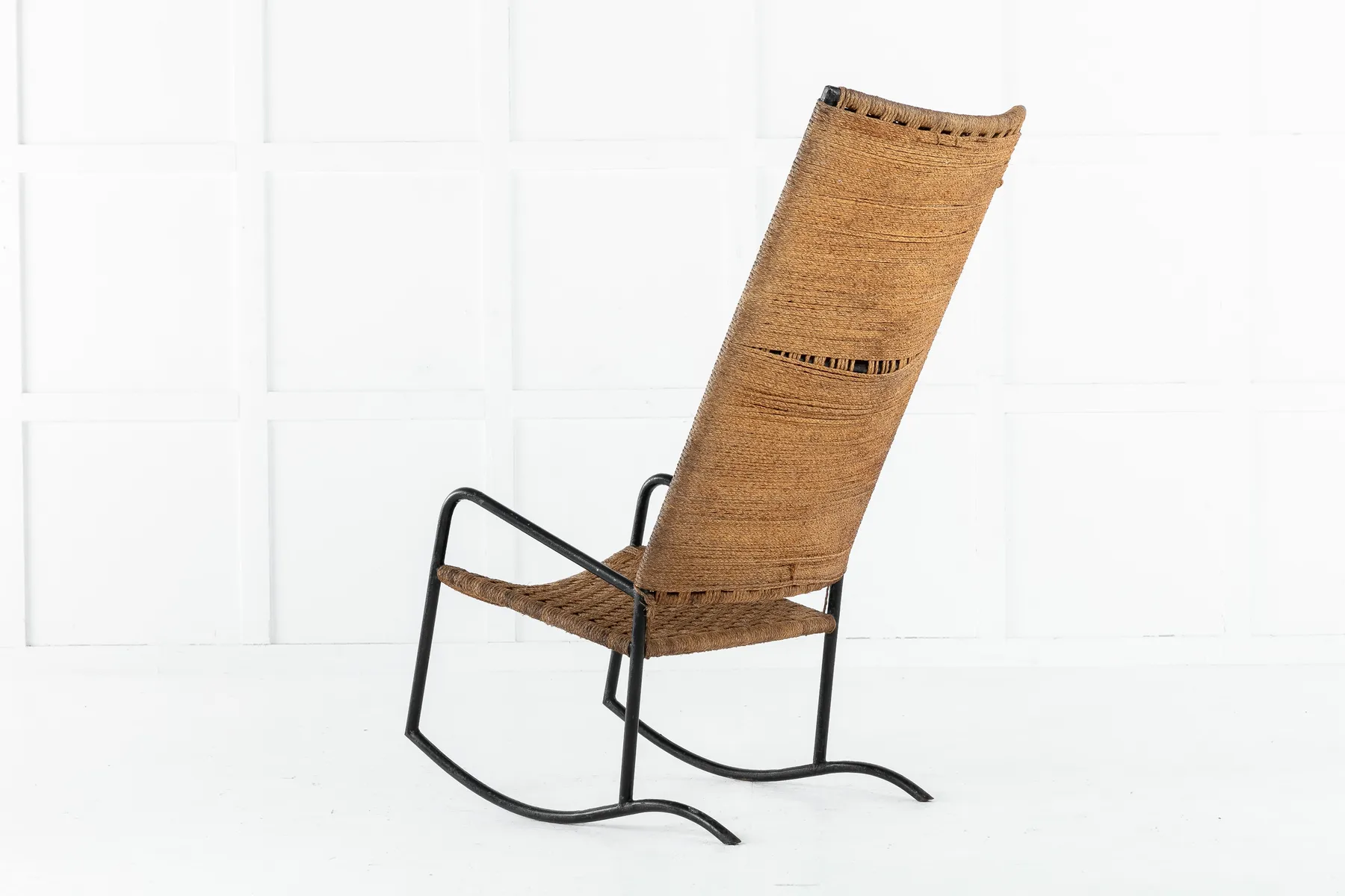 SOLD, 1960s Spanish Metal and Seagrass Chair