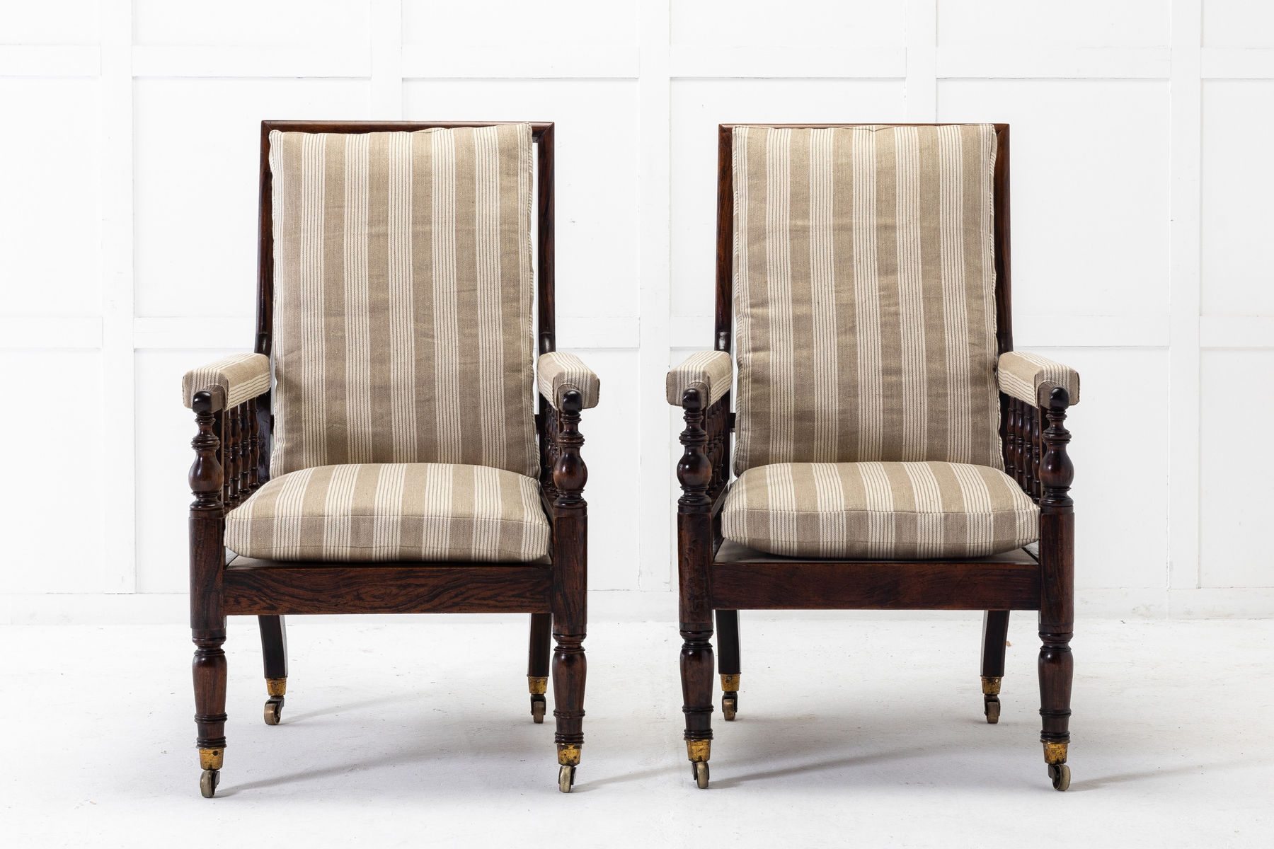 Pair of Large 19th Century English Simulated Rosewood Armchairs