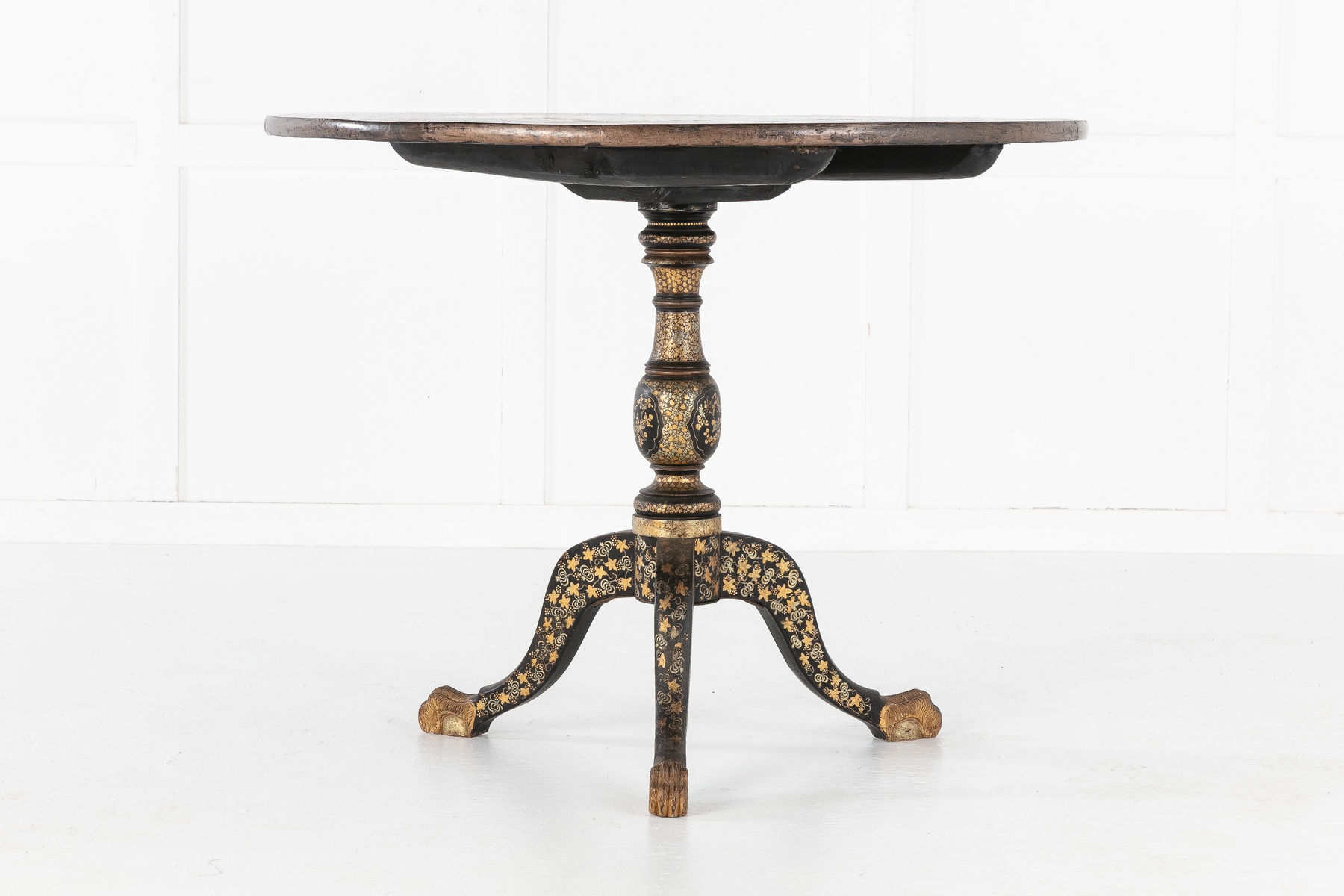 SOLD, 19th Century English Regency Chinese Black Lacquer and Gilt Table
