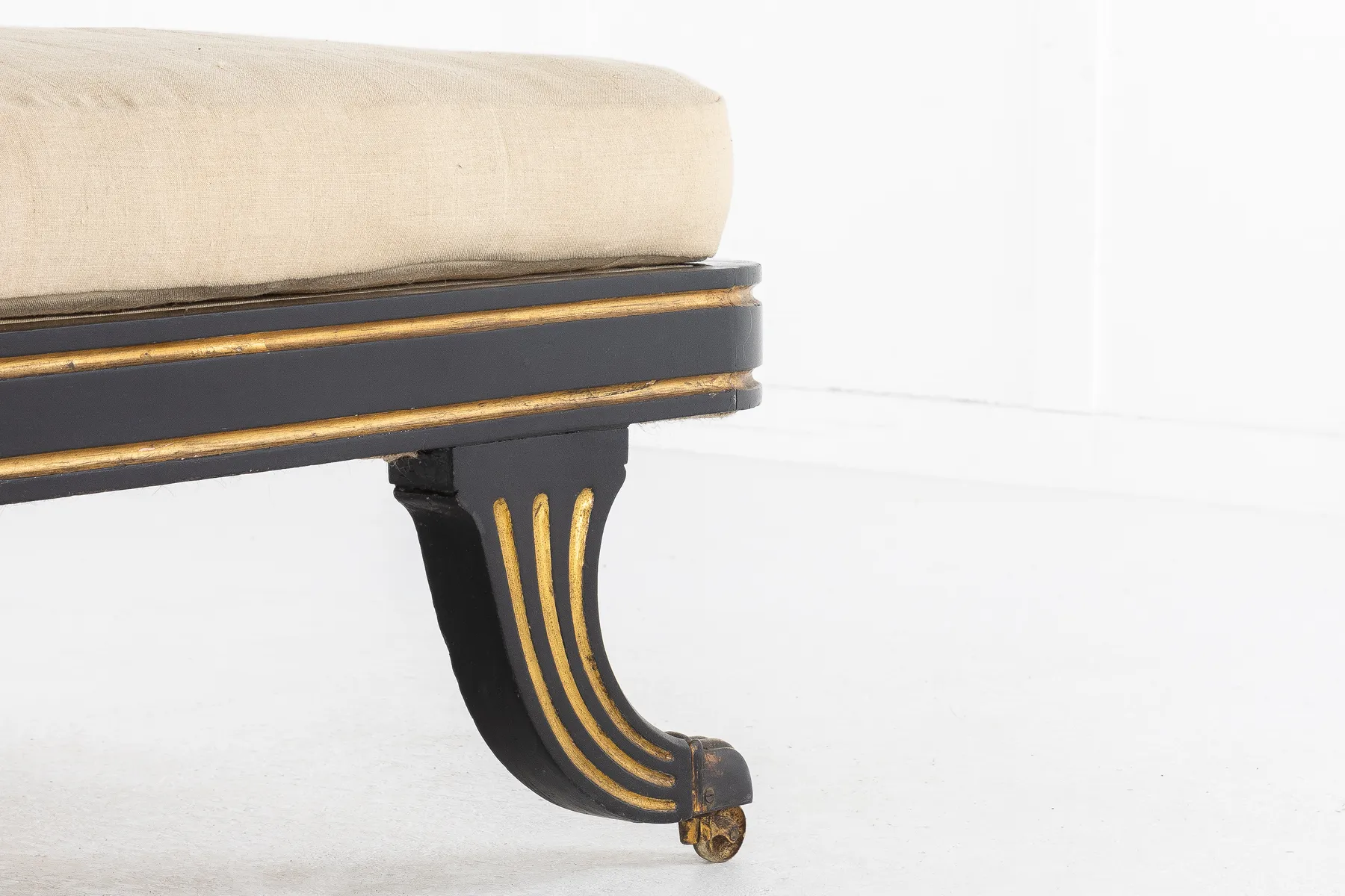 SOLD, Early 19th Century Regency Ebonised and Gilt Chaise Longue