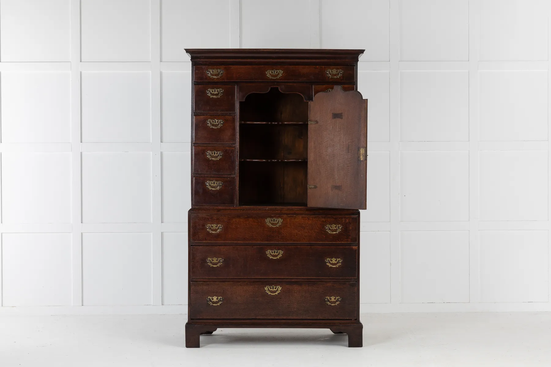 SOLD, English George III Oak Chest on Chest