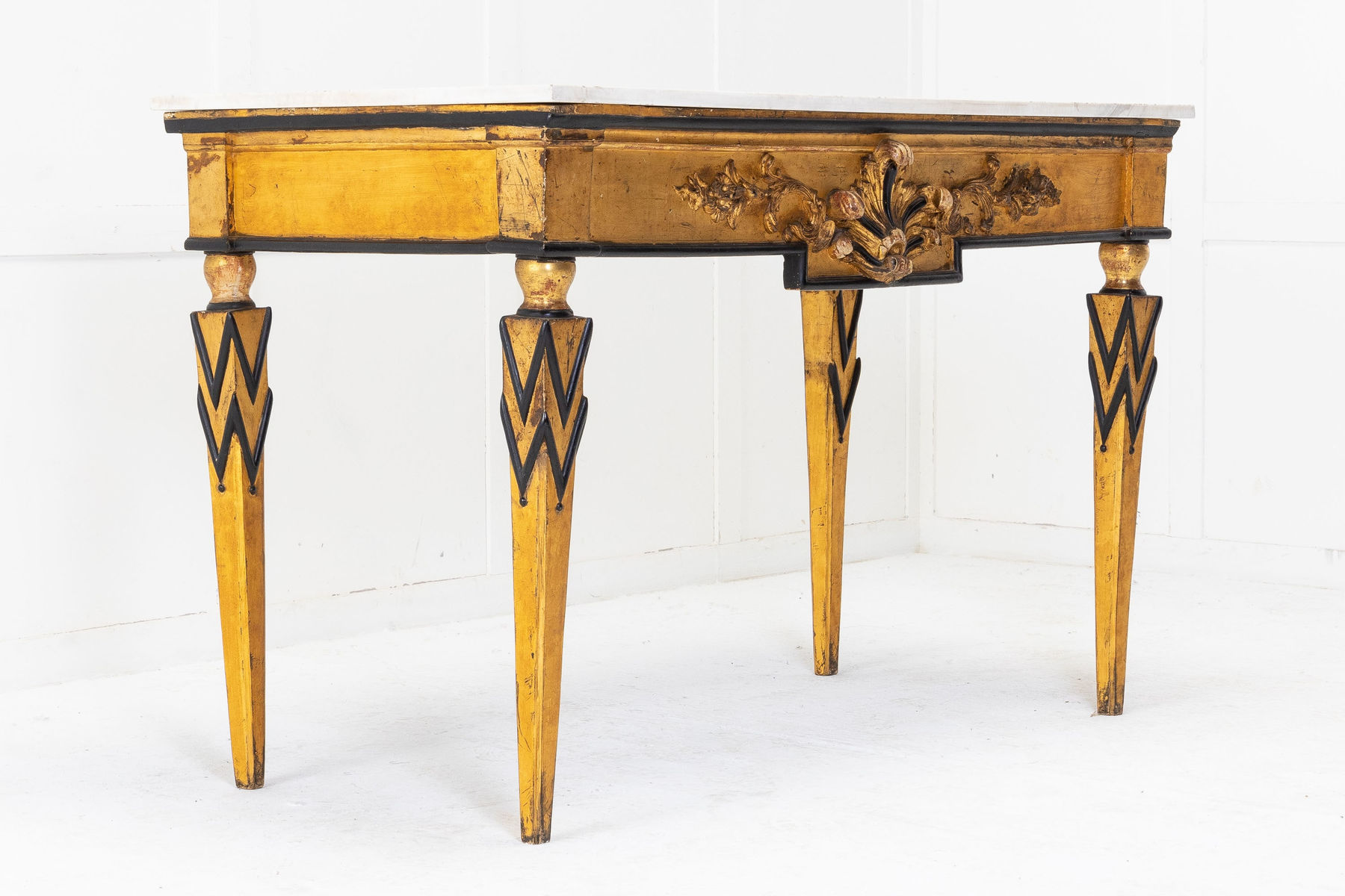 18th Century Italian Console Table with Marble Top