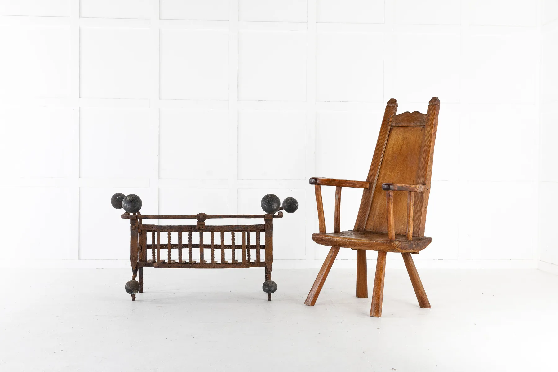 SOLD, Early 18th Century Dutch Wrought Iron Fire Basket