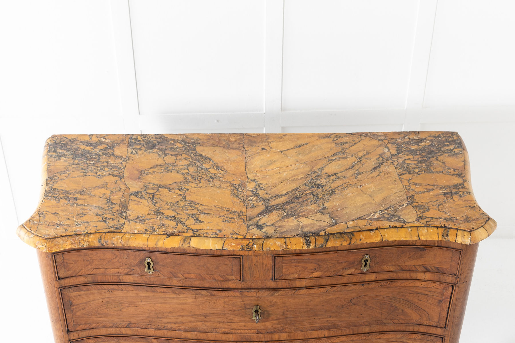 18th Century Italian Olive Wood Chest of Drawers with Marble Top