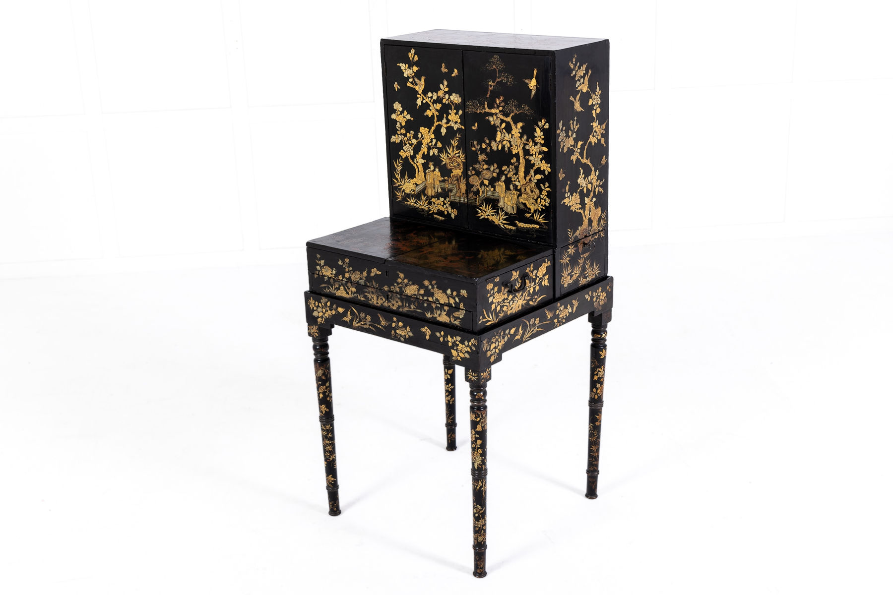 19th Century Chinese Export Lacquer Writing Table/Cabinet