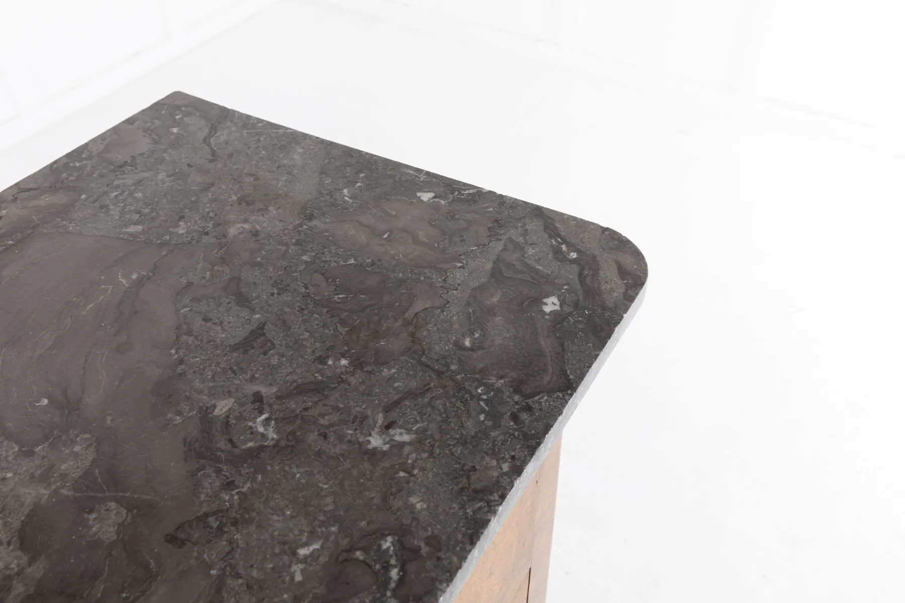 SOLD, 19th Century Burr Oak Commode with Marble Top