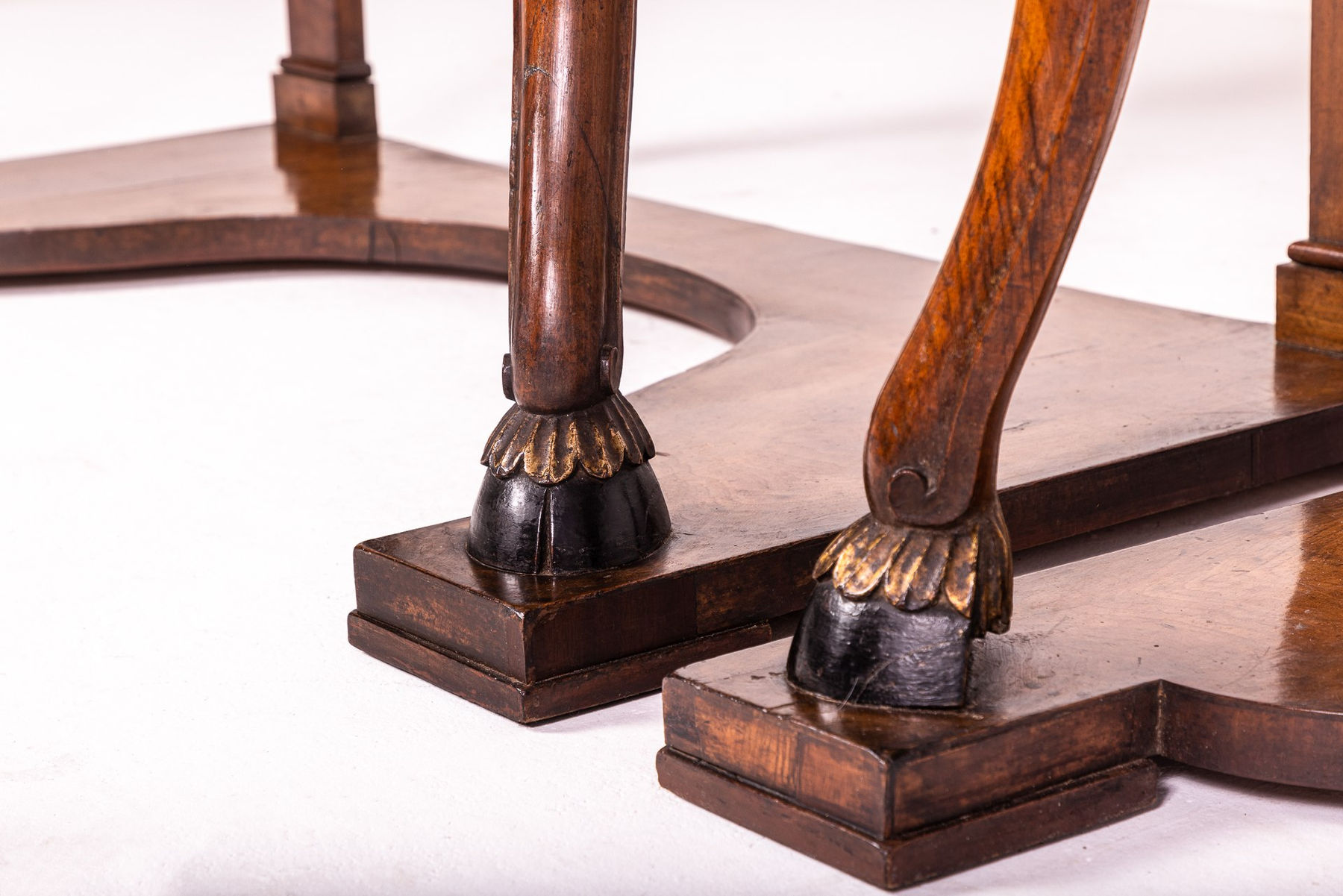 Pair of Rare Early 19th Century Italian Walnut and Burr Yew Console Tables