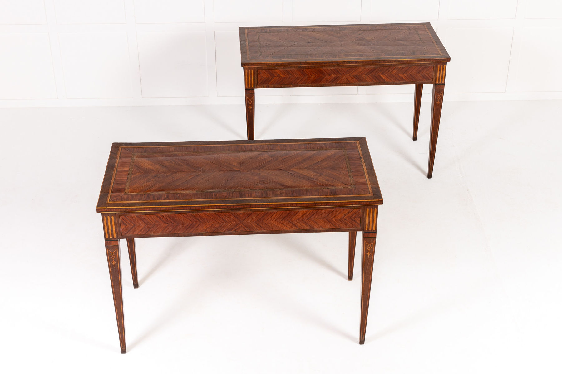 Pair of 18th Century Italian Kingwood and Walnut Console Tables