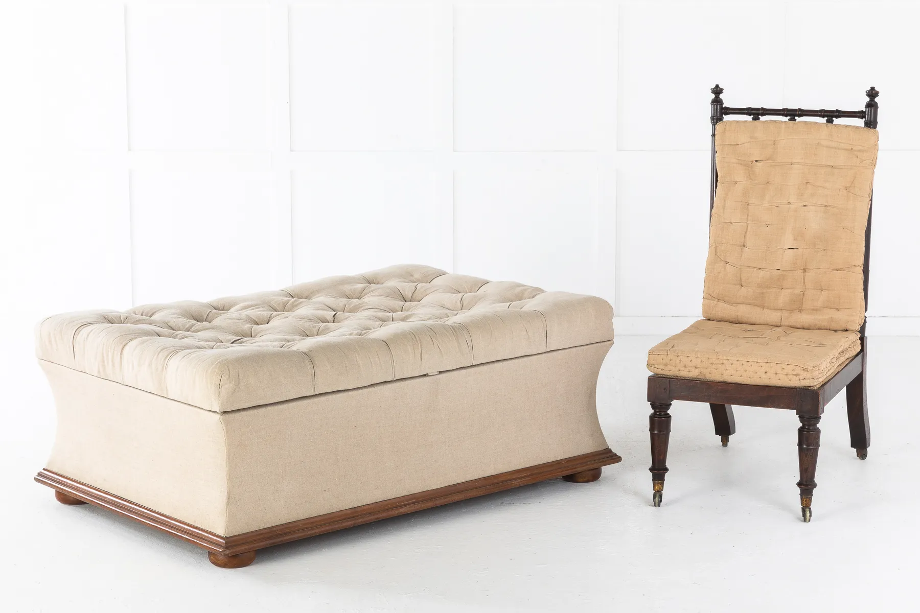 SOLD, Large 19th Century Victorian Mahogany Ottoman