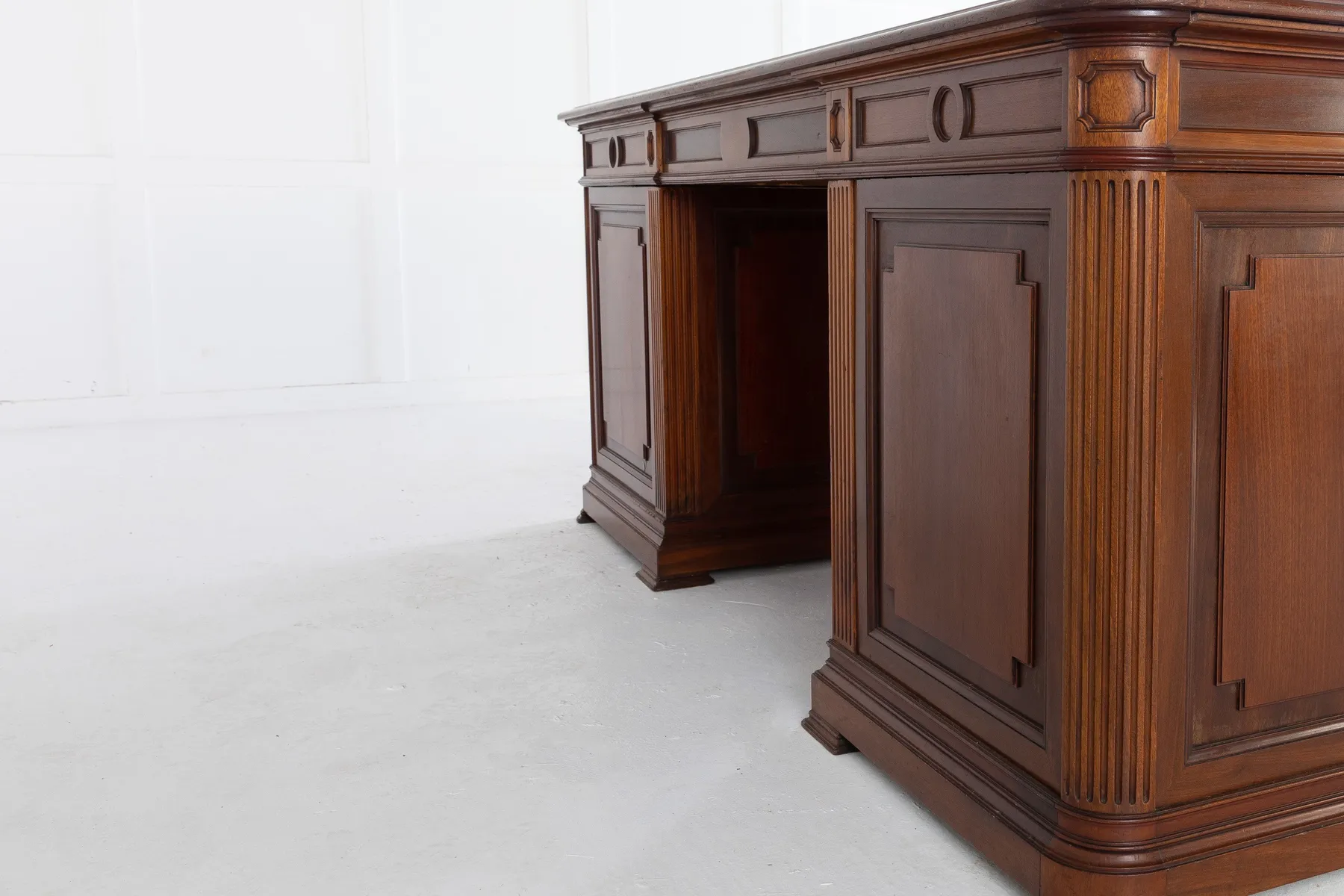 SOLD, Large 1940s French Mahogany Desk with Leather Top