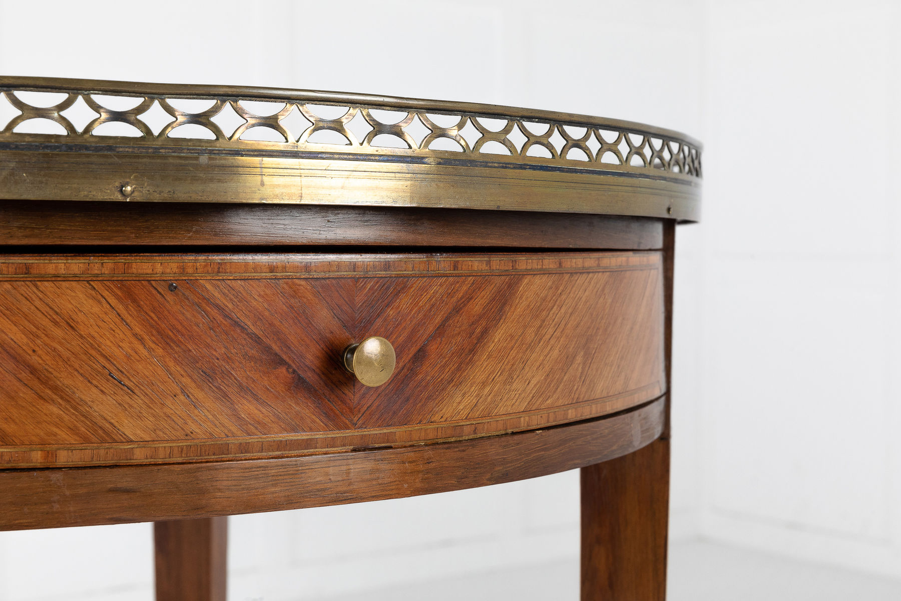 SOLD, 19th Century French Inlaid Gueridon with Marble Top
