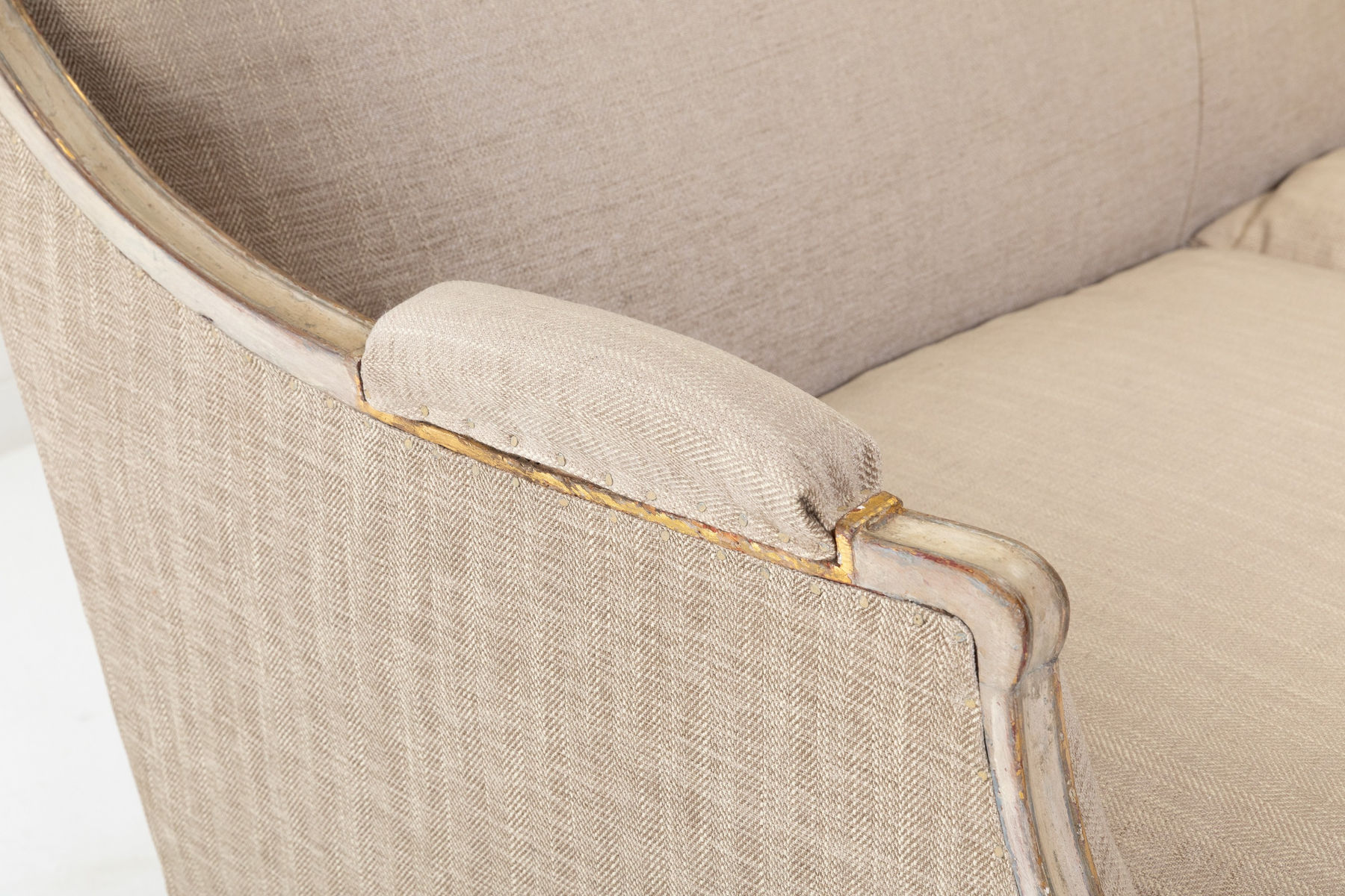 Large Scale 18th Century George III Paint and Gilt Sofa