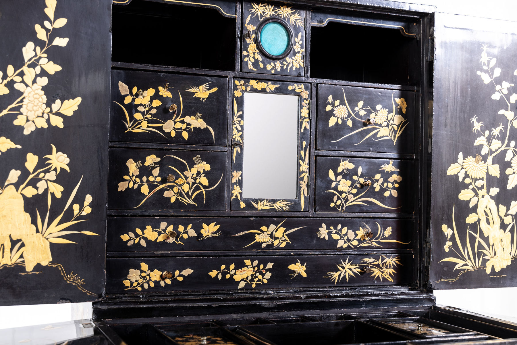 19th Century Chinese Export Lacquer Writing Table/Cabinet