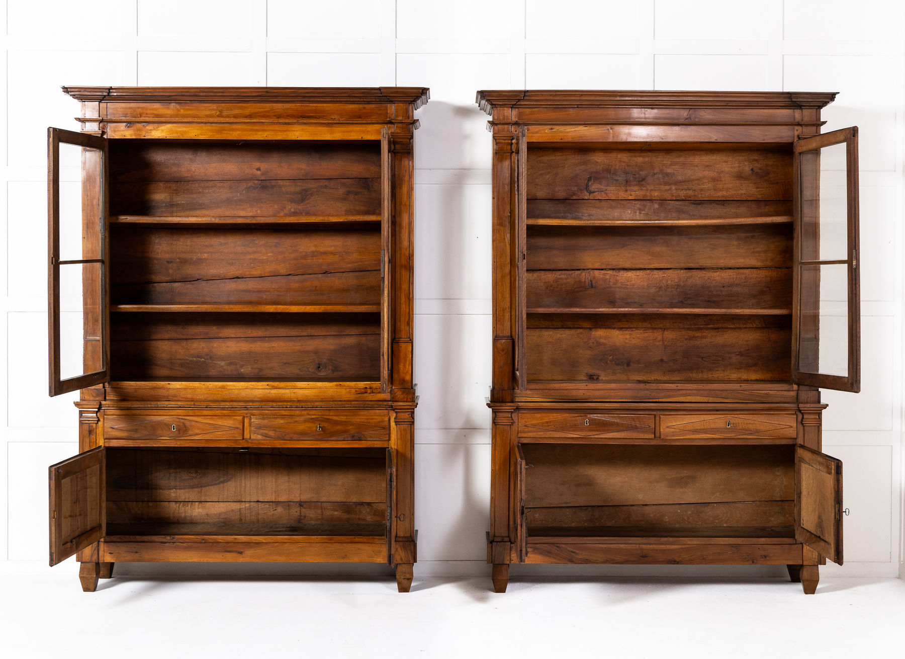 Pair of Late 18th/Early 19th Century Italian Walnut Bookcases