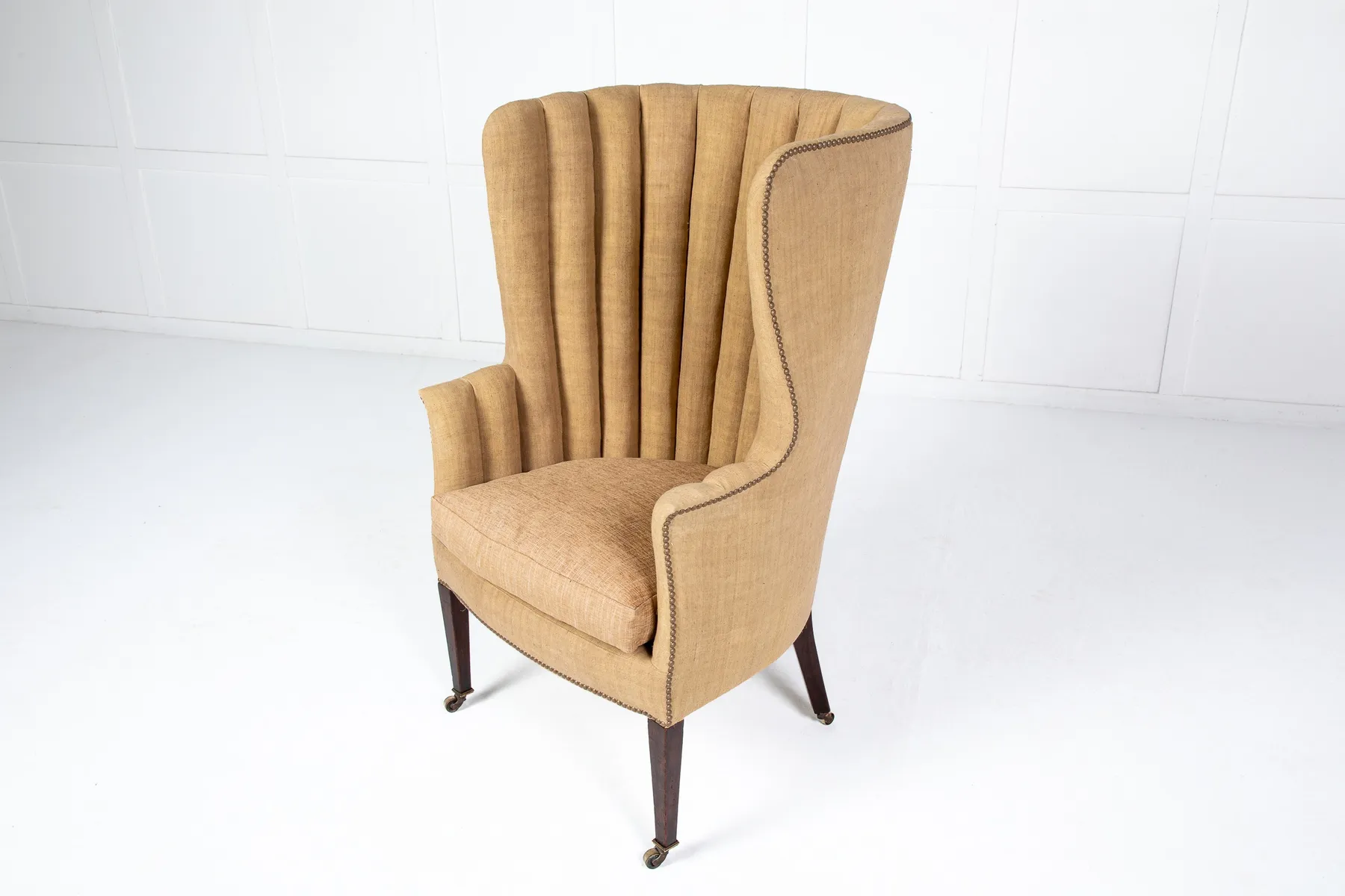 19th Century English Mahogany Barrel Back Wing Chair