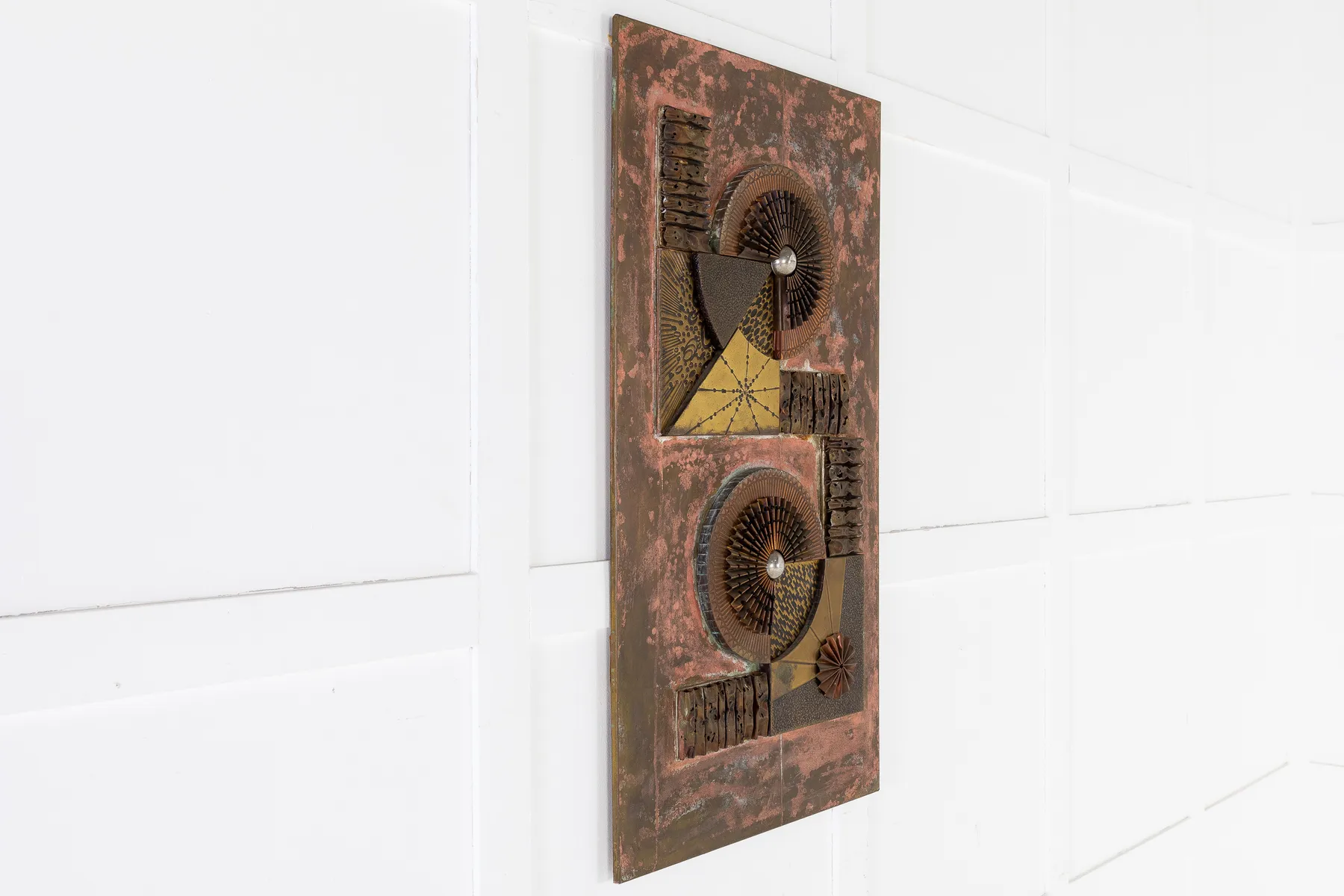 SOLD, 1960s French Decorative Metal Wall Panel