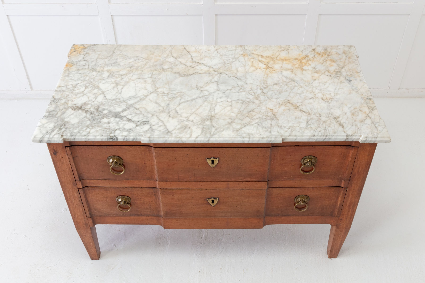 SOLD, 18th Century French Walnut Chest of Drawers with Marble Top