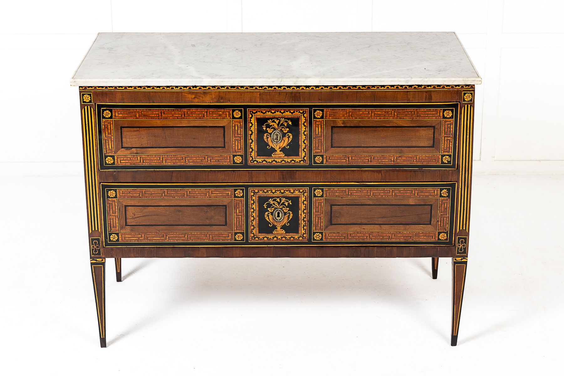 Late 18th Century North Italian Marquetry Commode with Marble Top