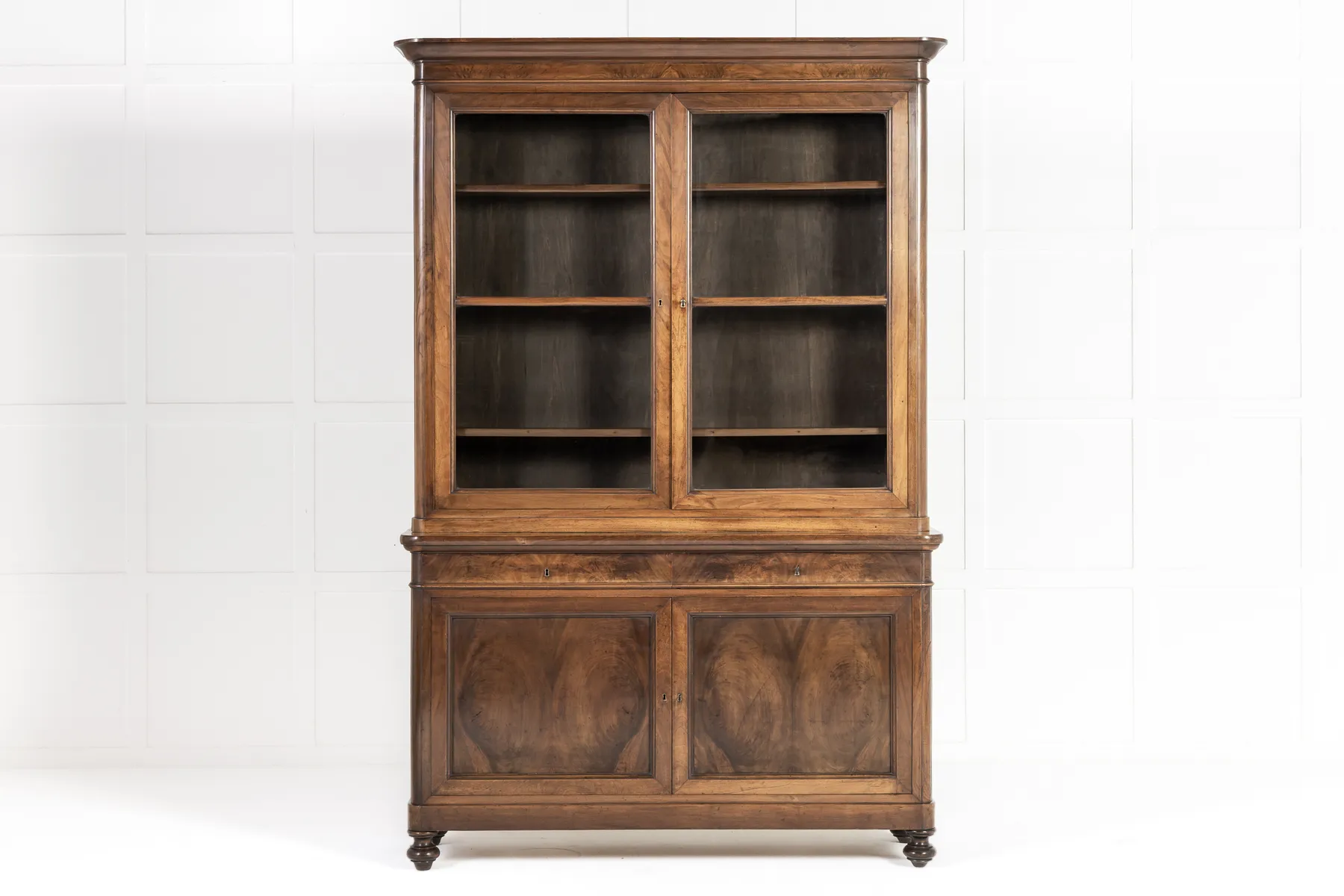 Large 19th Century Italian Walnut Cabinet/Bookcase