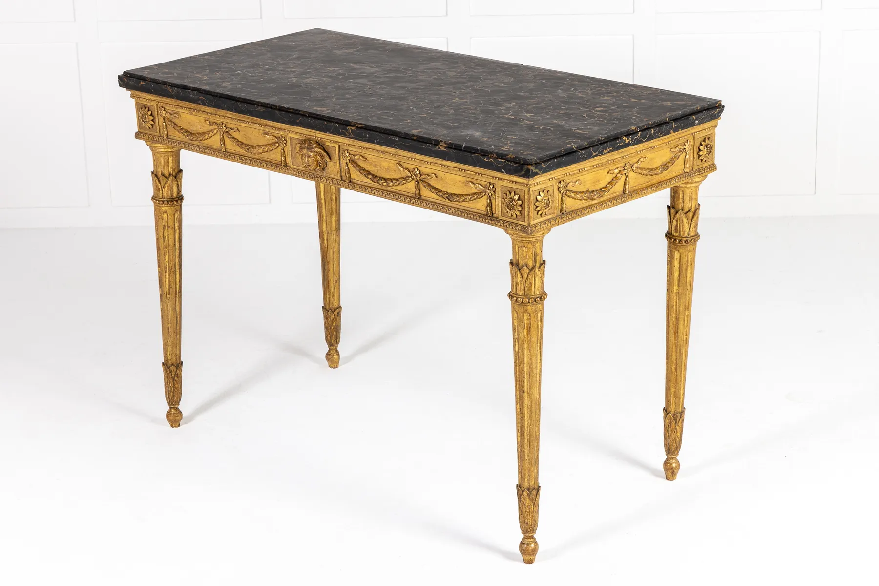 Late 18th Century Italian Giltwood Console Table with Marble Top