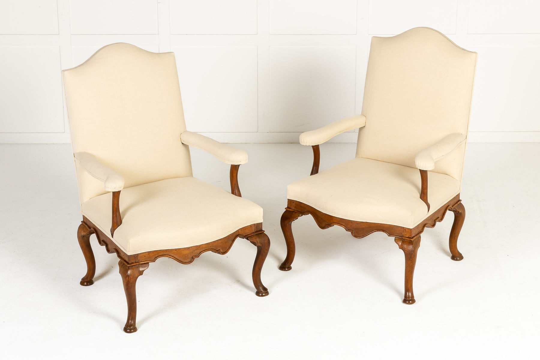 Pair of Large Scale 18th Century French Walnut Library Armchairs